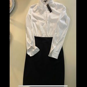 THEORY- NWT Black and White Shirt Dress